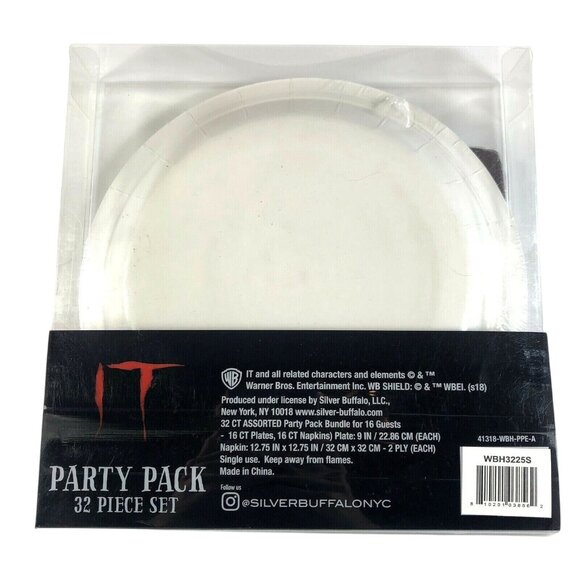 It Pennywise 32 Piece Party Pack Paper Plates Napkins Clown Horror Movie NEW - Picture 7 of 7